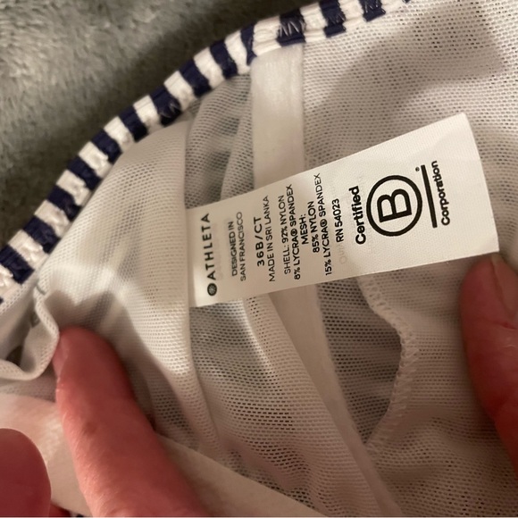 Athleta size 36 B/C Blue and Whit Tankini - Picture 3 of 6